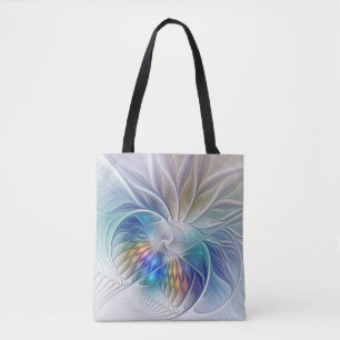 Bolso De Tela Fantasía floral, colorido abstracto flor fractal