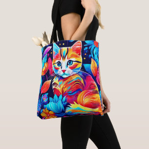 Bolso De Tela Fantasía floral felina