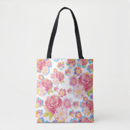 Bolso De Tela Fantasía floral vibrante en el jardín arcoiris
