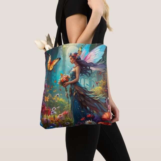Bolso De Tela Fantasía Hermoso Jardín de flores de hadas (Detalle)