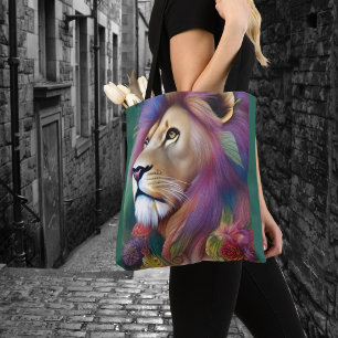 Bolso De Tela Fantasía León Guía Espiritual Micstical Whimsical