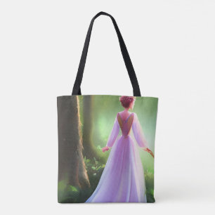 Bolso De Tela Fantasia Mágica Princesa Acuarela Bosque