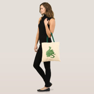 Bolso De Tela fantasía mítica criatura dragón verde lindo