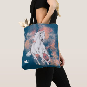 Bolso De Tela Fantasía Monograma de caballo blanco corriendo