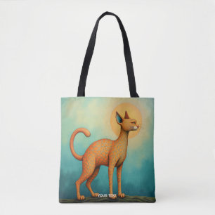Bolso De Tela Fantasía Naranja lindo Gato abstracto