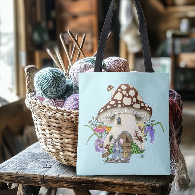 Bolso De Tela Fantasía Ratón Mushroom House Floral (Subido por el creador)