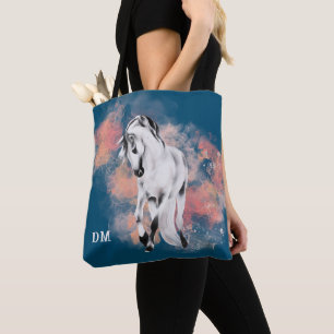 Bolso De Tela Fantasía Rubia Horse Nubes Rosa Monograma