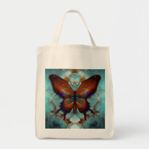 Bolso De Tela Fantasía Steampunk Naranja Mariposa Aqua Watercolo