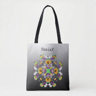 Bolso De Tela Fantasma, calabazas, murciélagos y cráneo de Hallo