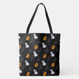 Bolso De Tela Fantasma de Halloween, calabazas y gatos negros