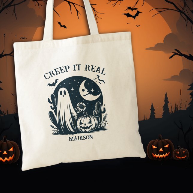 Bolso De Tela Fantasma de Halloween Creep It Real (Subido por el creador)