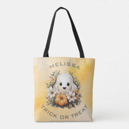 Bolso De Tela Fantasma de Halloween en parche de flores con cala