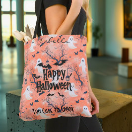 Bolso De Tela Fantasma de Halloween Lindo Personalizable con Mur