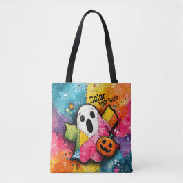 Bolso De Tela Fantasma de parches adorable arte colorido salpica