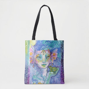 Bolso De Tela Fantasma de Sirena y Rana acuarela arte