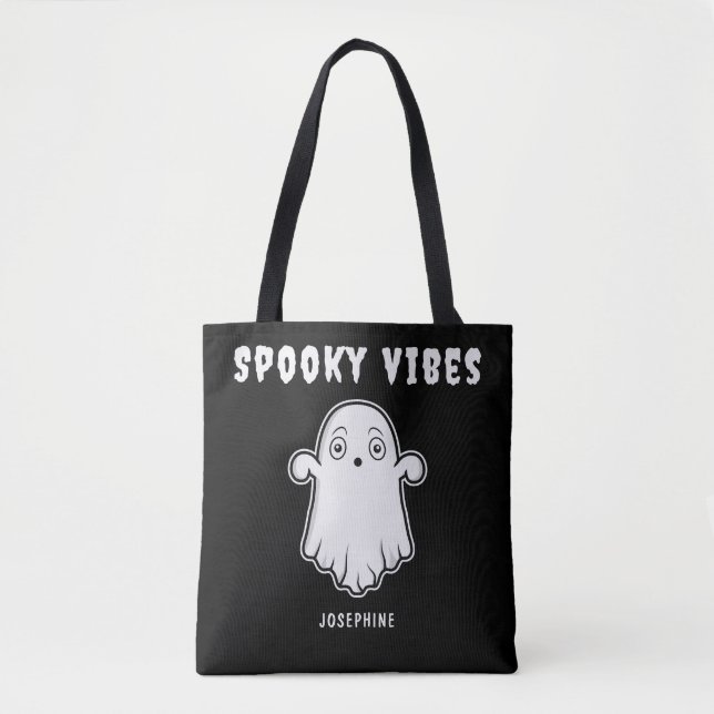 Bolso De Tela Fantasma de vibraciones espeluznantes con nombre p (Anverso)