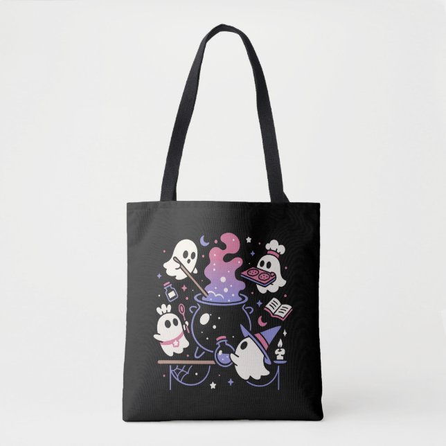 Bolso De Tela Fantasma Fantasma Halloween Bruja Cauldron (Anverso)