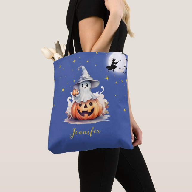 Bolso De Tela Fantasma Jack-O' Linterna Estrellas lunas llenas H (Detalle)