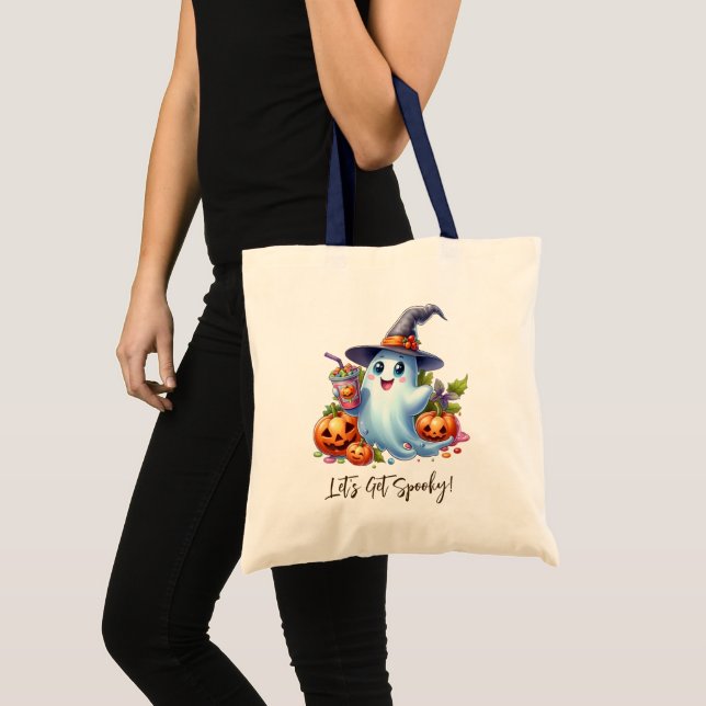 Bolso De Tela Fantasma lindo con bebidas espeluznantes, Hallowee (Anverso (producto))