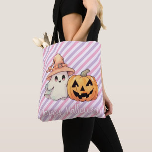 Bolso De Tela Fantasma Lindo y Jack-O' Lantern Feliz Halloween