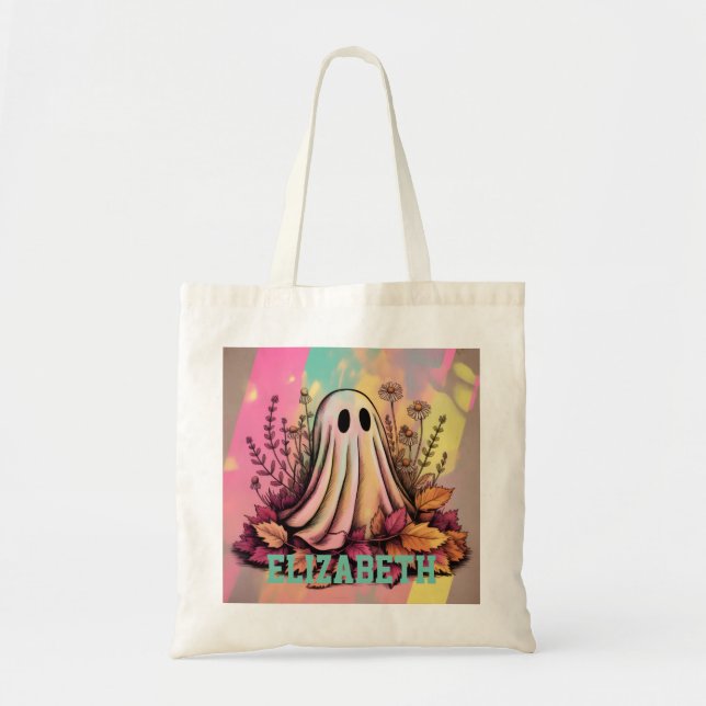 Bolso De Tela Fantasma neonatal de Halloween, Fantasma de Hallow (Frente)