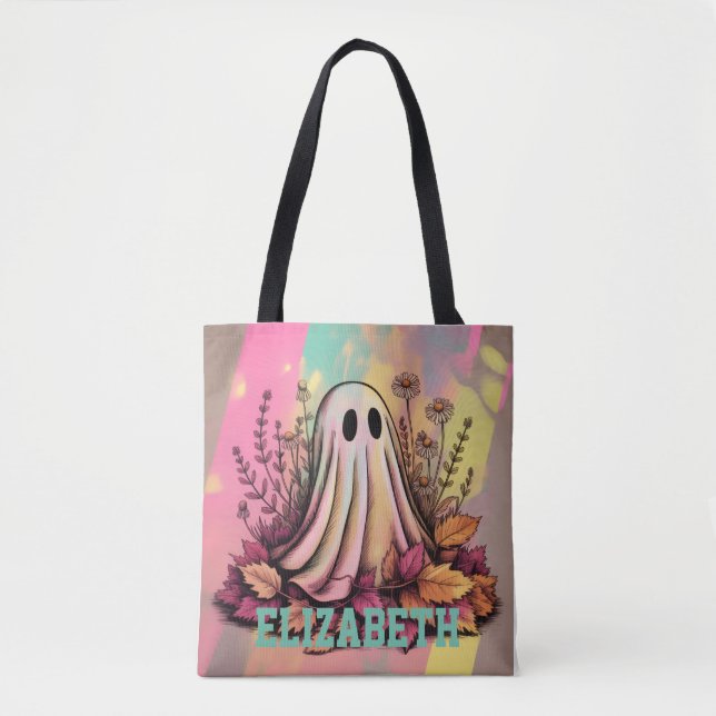 Bolso De Tela Fantasma neonatal de Halloween, Fantasma de Hallow (Anverso)