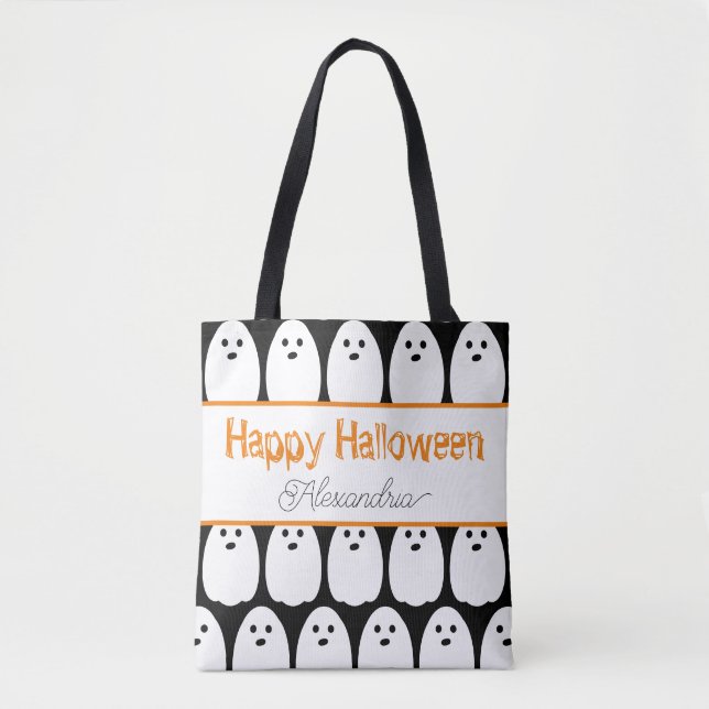 Bolso De Tela Fantasma personalizada de Halloween (Anverso)
