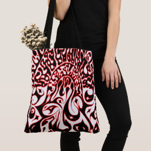Bolso De Tela Fantasma Psicodélico - Blanco Negro y Rojo