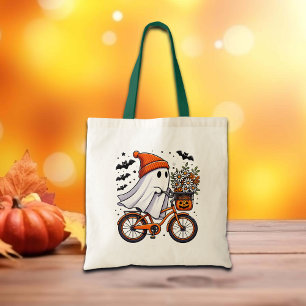 Bolso De Tela Fantasma retro en Halloween en bicicleta
