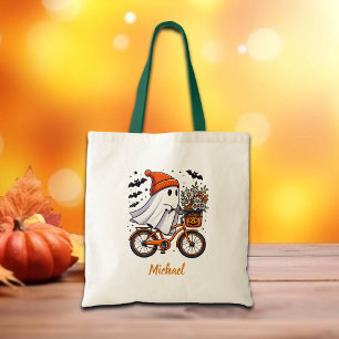 Bolso De Tela Fantasma retro en Halloween en bicicleta