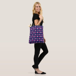 Bolso De Tela Fantasma rosa de Halloween en azul oscuro