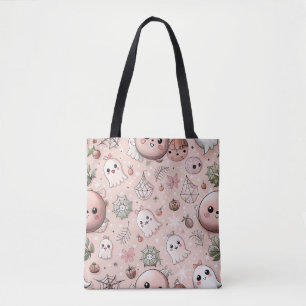 Bolso De Tela Fantasma rosa y pastel de Halloween sin problemas