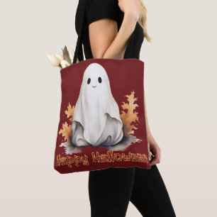 Bolso De Tela Fantasma Súper Lindo Deja Otoño Rojo Feliz Hallowe
