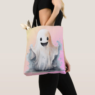 Bolso De Tela Fantasma Súper Lindo Rosa Amarillo Ombre Halloween