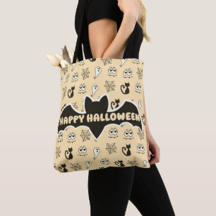 Bolso De Tela Fantasma, telaraña y amarillo gatos negros