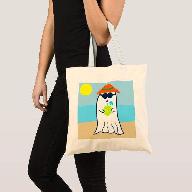 Bolso De Tela Fantasma veraniega espeluznante en la playa (Anverso (producto))