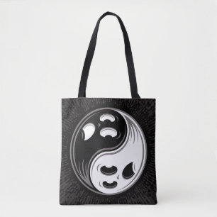 Bolso De Tela Fantasma Yin Yang Negro y Blanco