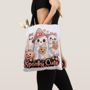 Bolso De Tela Fantasmagóricos fantasmas rosados y calabaza de Ha
