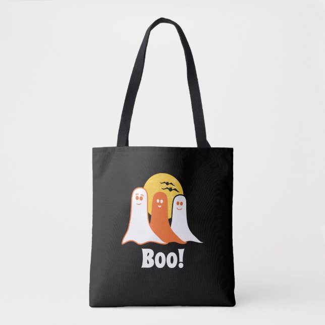 Bolso De Tela Fantasmas de boo de Halloween, niños, familia (Anverso)