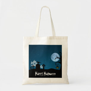 Bolso De Tela Fantasmas de Halloween en el cementerio