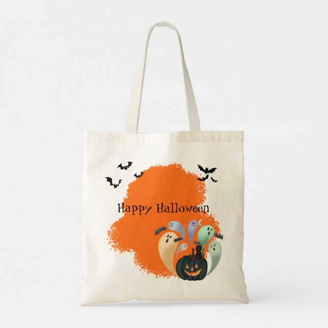 Bolso De Tela Fantasmas divertidos de Halloween y Personalizado  (Reverso)