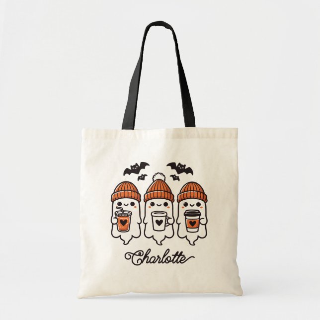 Bolso De Tela Fantasmas personalizados de Halloween (Frente)