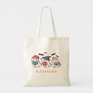 Bolso De Tela Fantasmas personalizados leyendo libros Halloween