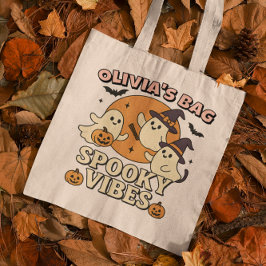 Bolso De Tela Fantasmas retro de vibraciones gatitos pumkin Hall