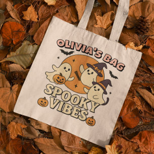 Bolso De Tela Fantasmas retro de vibraciones gatitos pumkin Hall