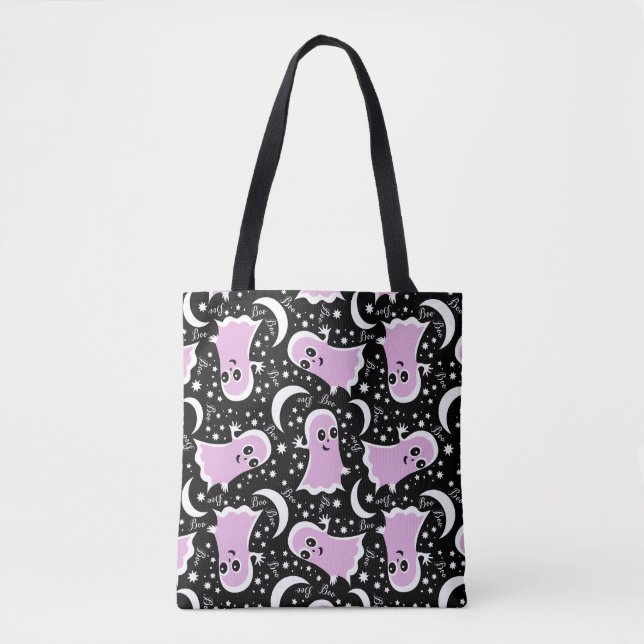 Bolso De Tela Fantasmas rosadas amigables se dan una broma o un  (Anverso)