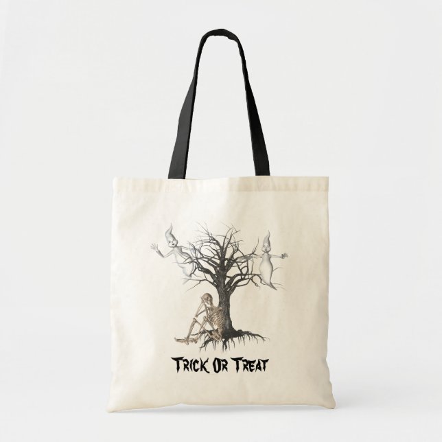 Bolso De Tela Fantasmas Skeleton Halloween Funny Tote Bag (Frente)