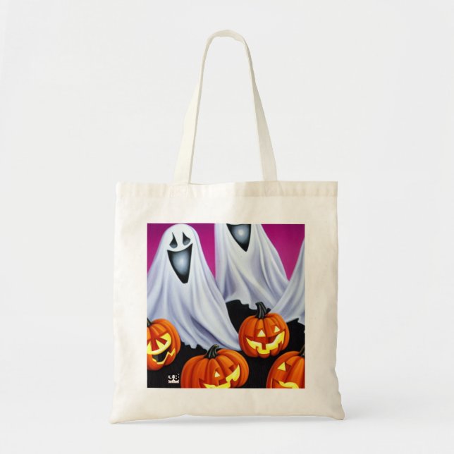 Bolso De Tela Fantasmas y calabazas de Halloween (Frente)