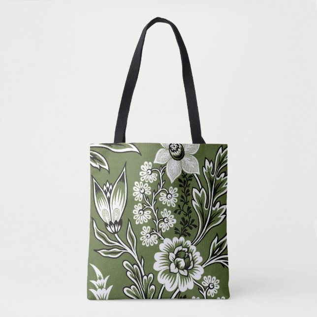 Bolso De Tela Fantastic Flowers (Moss Green) Fine Art (Anverso)