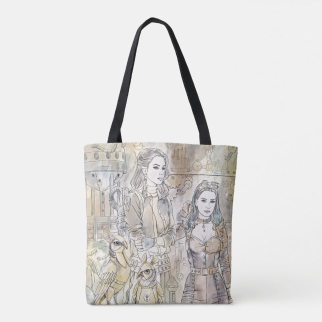 Bolso De Tela Fantástico chica de steampunk dibujado a mano (Reverso)